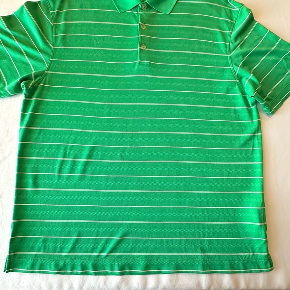 Nike Golf Mens Polo Dri-Fit Green White Striped Short Sleeve Polo Shirt Size L - Picture 11 of 16